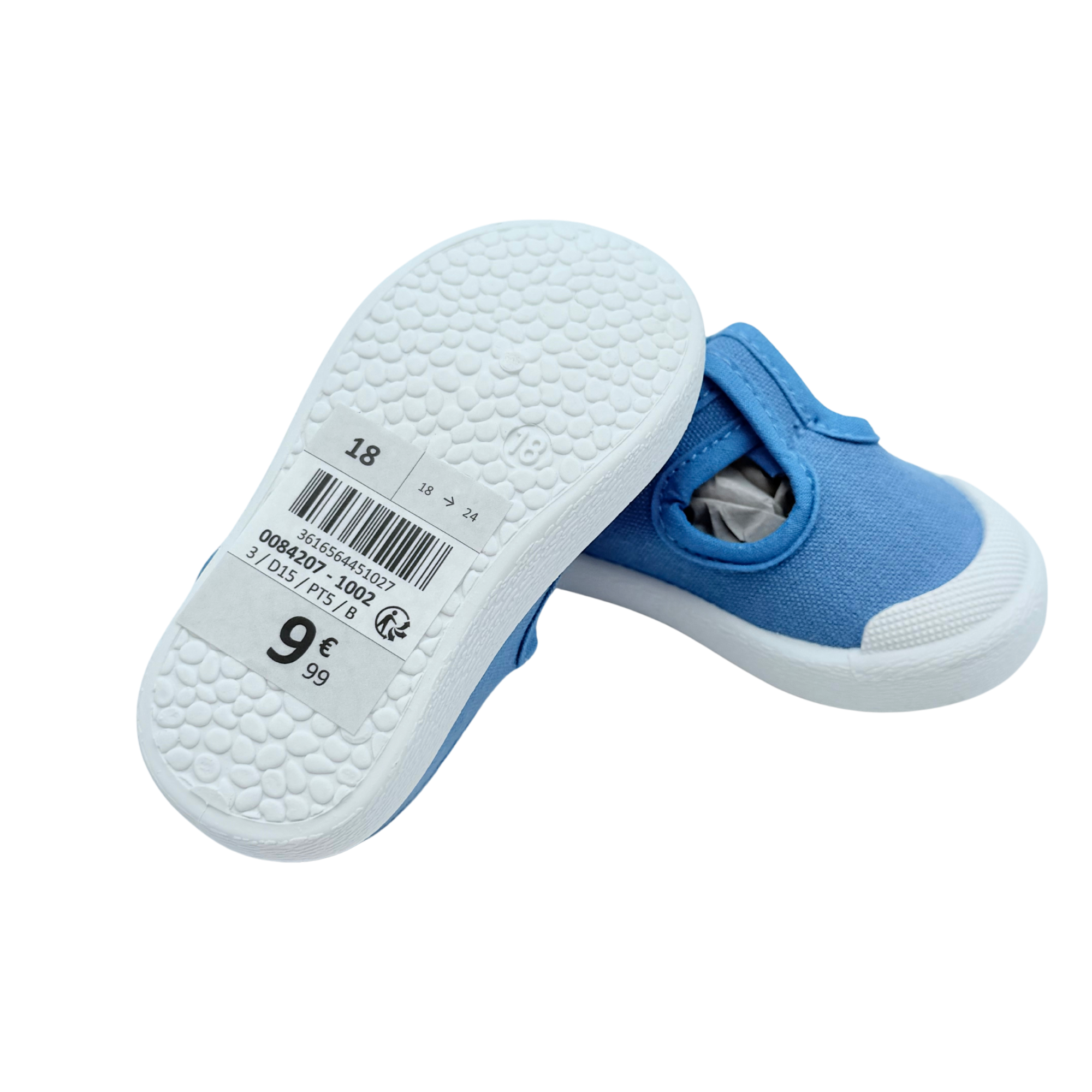 Chaussons bébé en toile bleu ciel - 18
