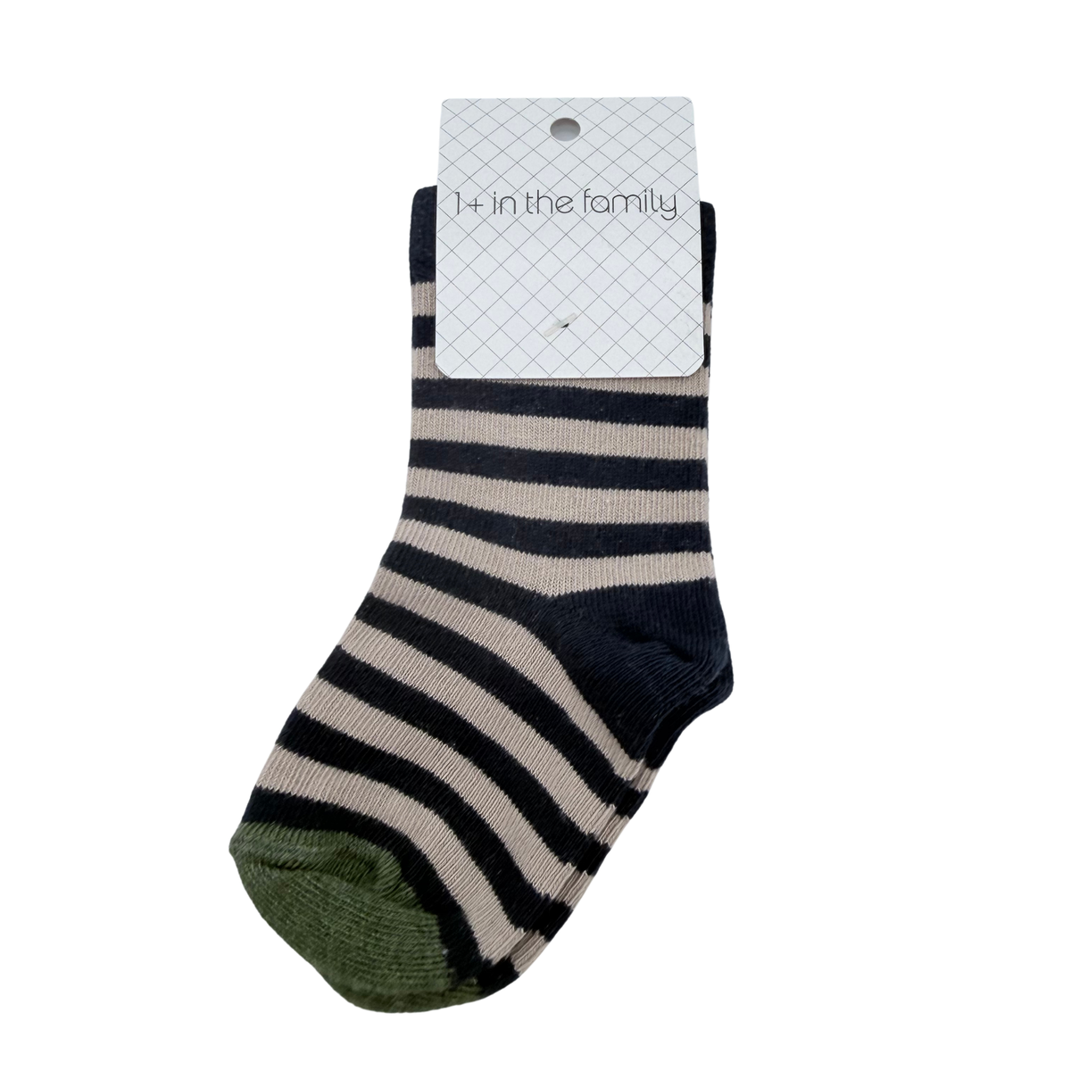 Chaussettes rayées bleu marine, beige et vert - 19