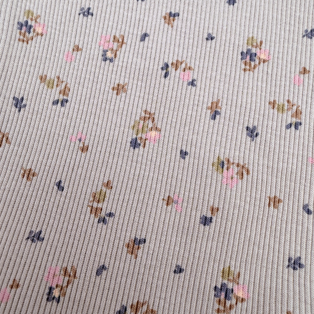 T-shirt manches longues côtelé fleuri — 6 mois