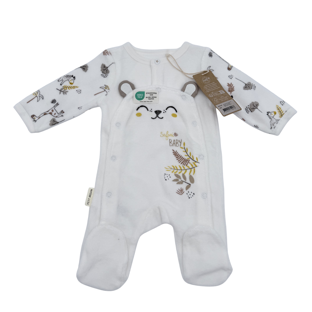 Pyjama velours blanc safari — 1 mois