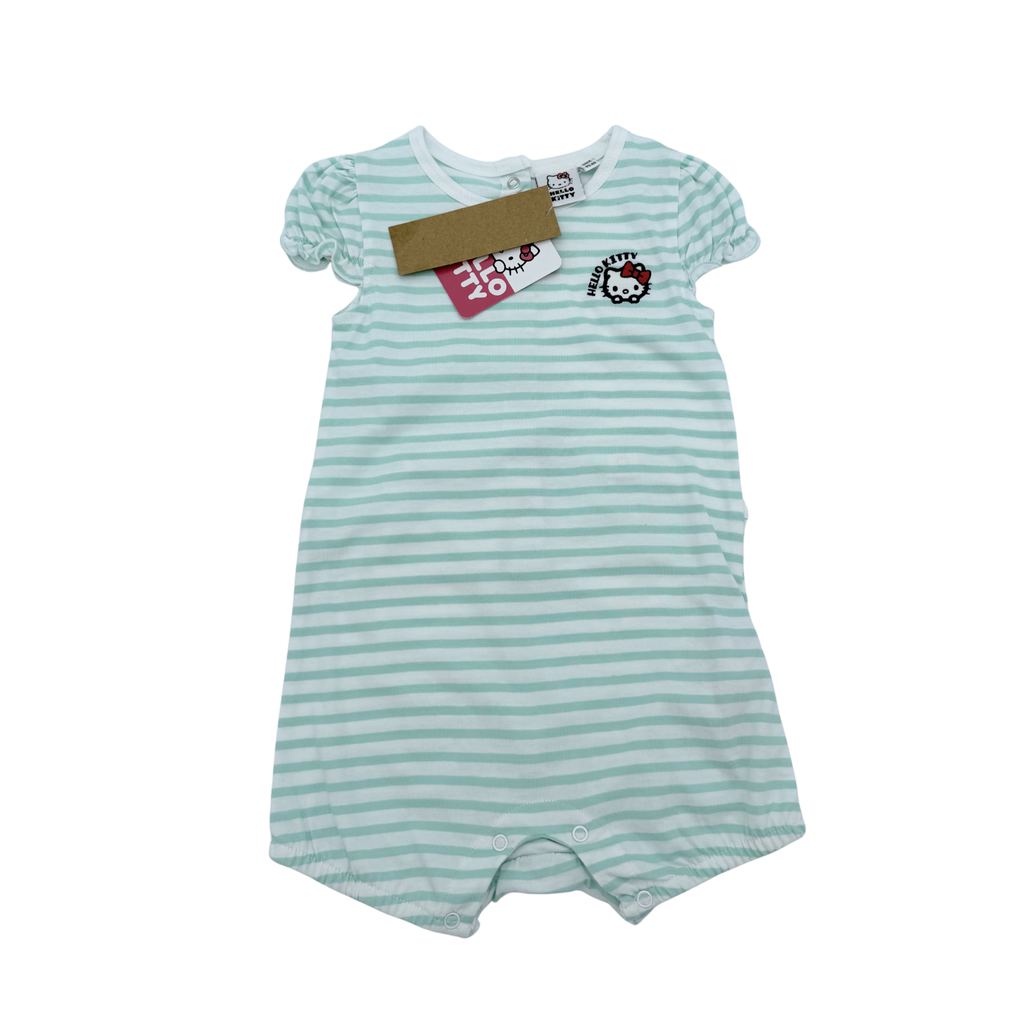 Combishort rayé vert d’eau Hello Kitty — 24 mois