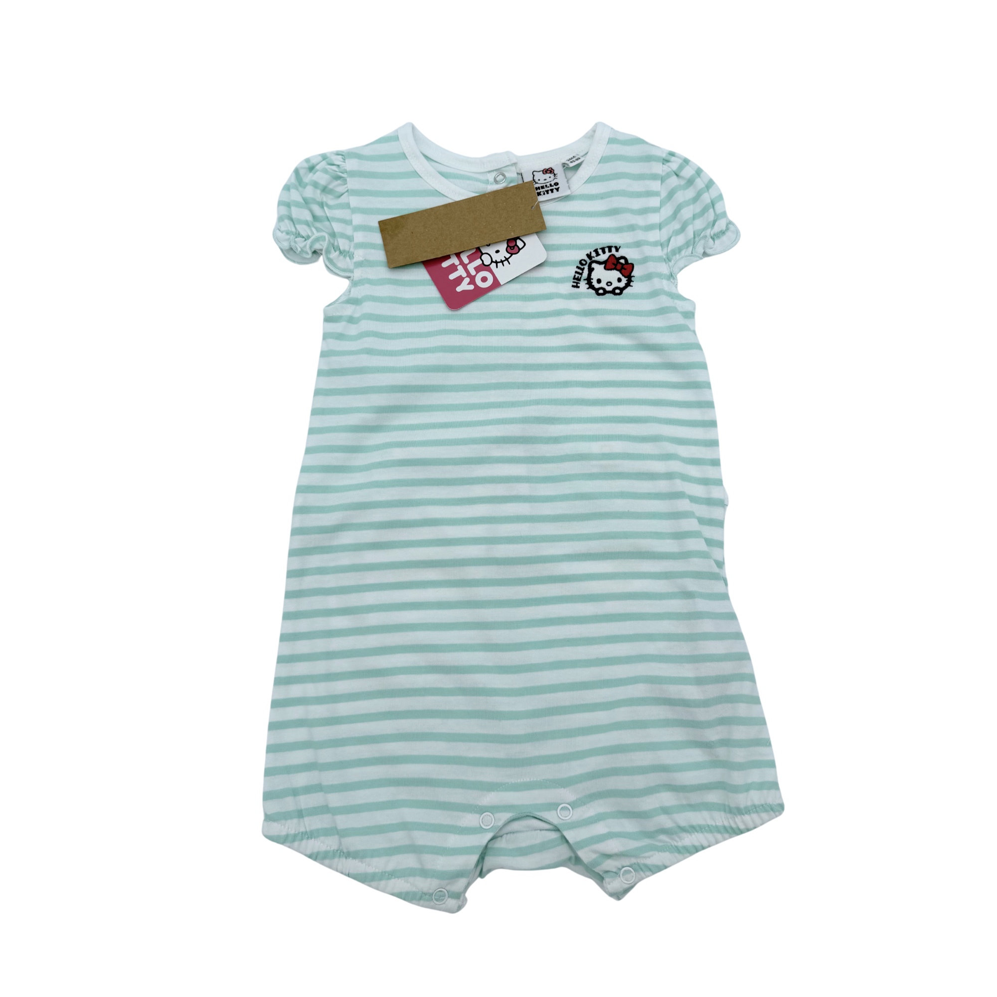 Combishort rayé vert d’eau Hello Kitty — 24 mois