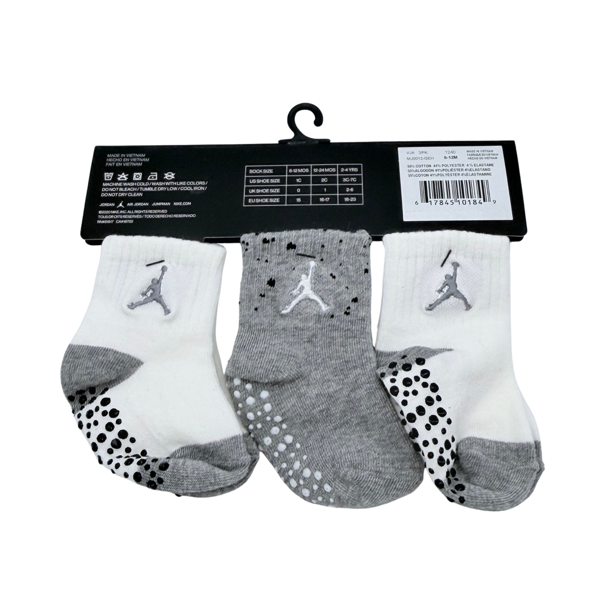 Lot de 3 paires de chaussettes antidérapantes – 6-12 mois