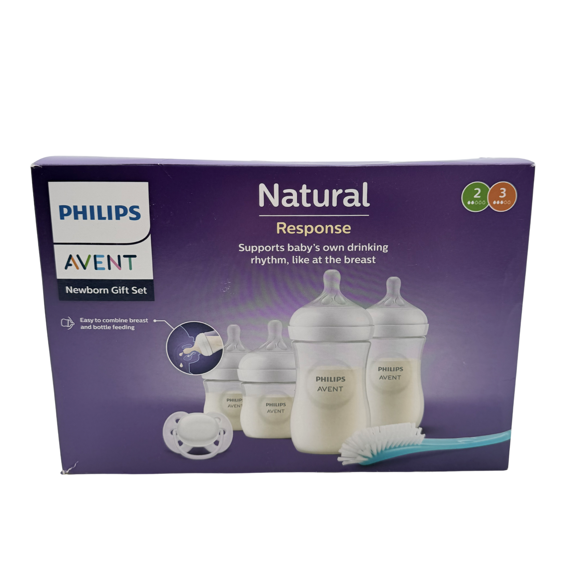 Coffret naissance Natural Response – 4 biberons, sucette et goupillon