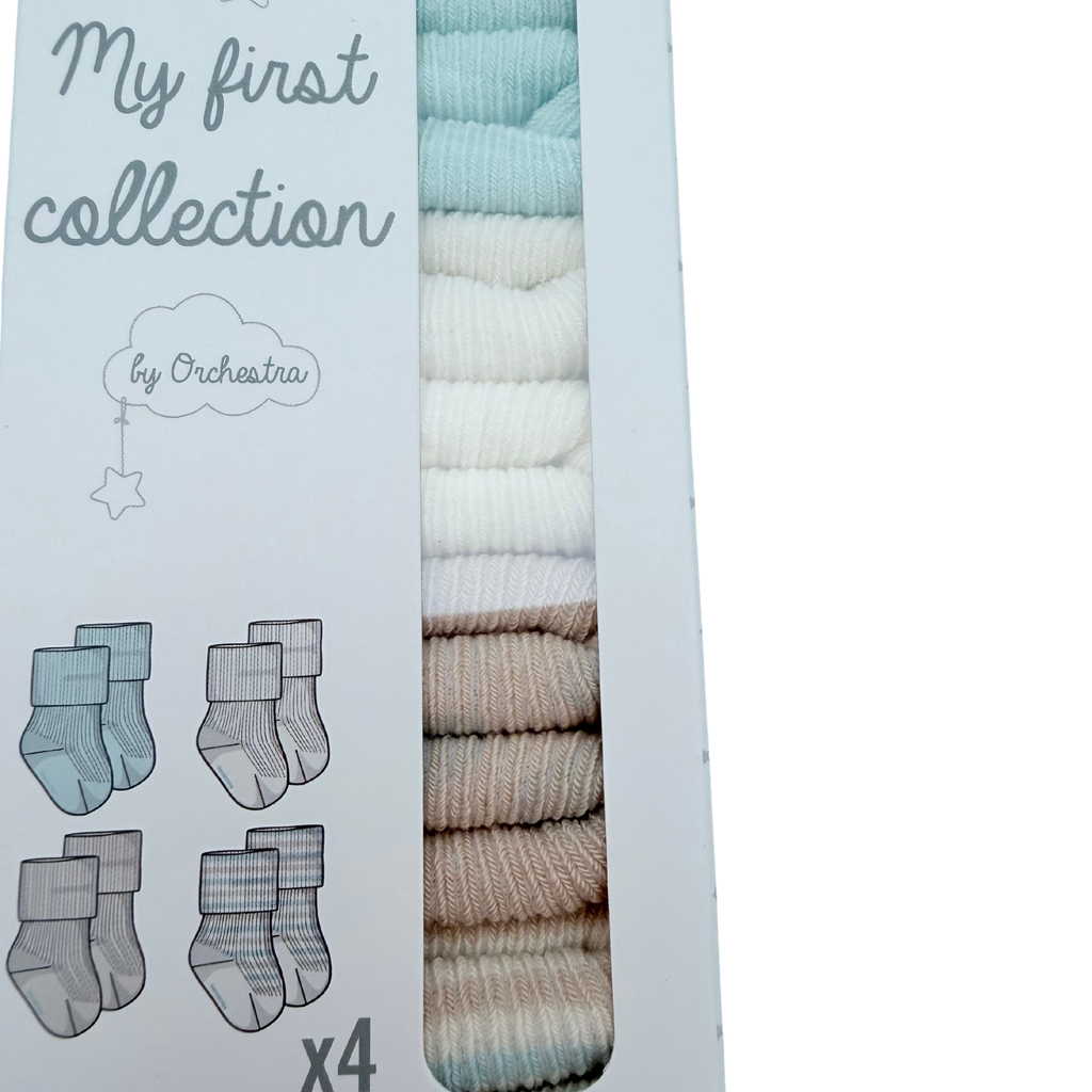 Lot de 4 paires de chaussettes bébé tons pastel - 15-16