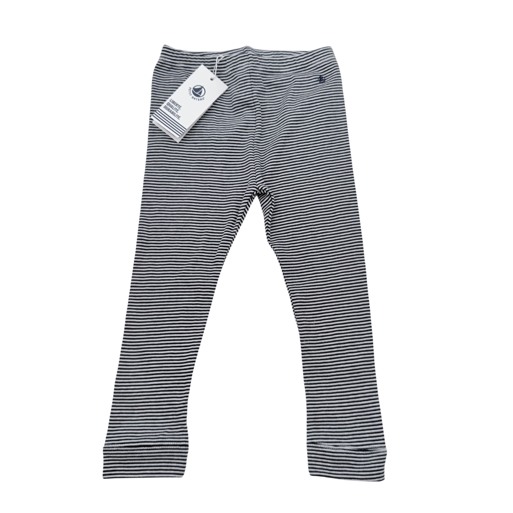 Legging rayé blanc et bleu marine – 24 mois