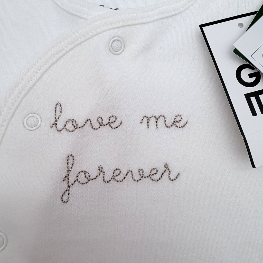Pyjama bébé blanc “Love me forever” — 3 mois