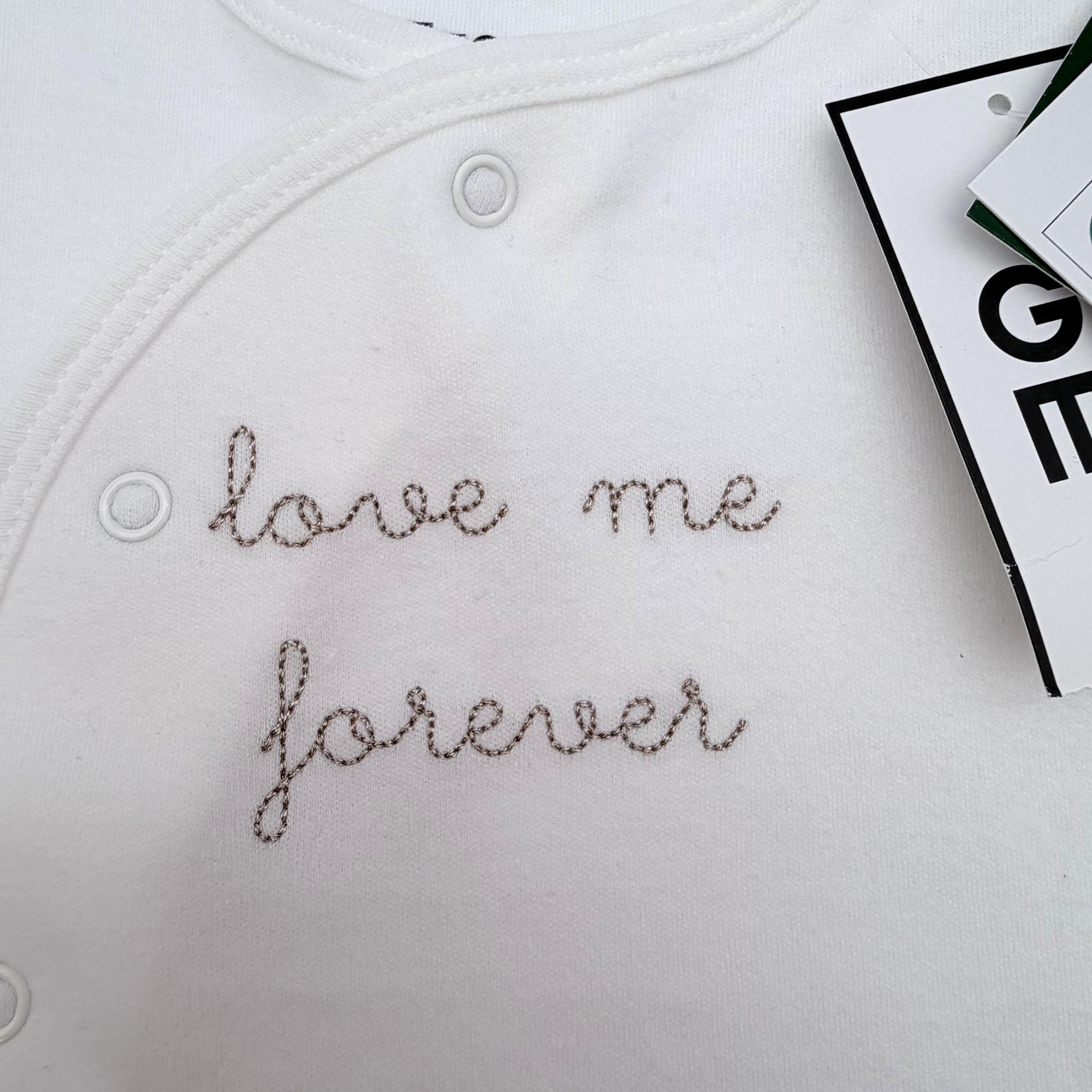 Pyjama bébé blanc “Love me forever” — 3 mois