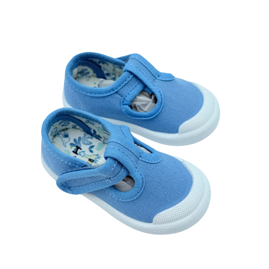 Chaussons bébé en toile bleu ciel - 18