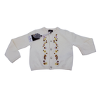 Gilet en maille écru brodé fleurs — 2-3 ans