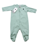 Pyjama rayé vert d'eau – 3 mois