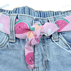 Short en jean avec ceinture fantaisie rose - 3 ans