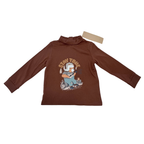 T-shirt enfant marron à col montant motif ours - 18 mois