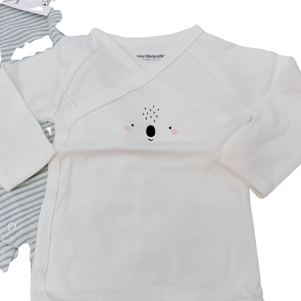 Coffret bébé blanc et vert motif koala – 6 mois