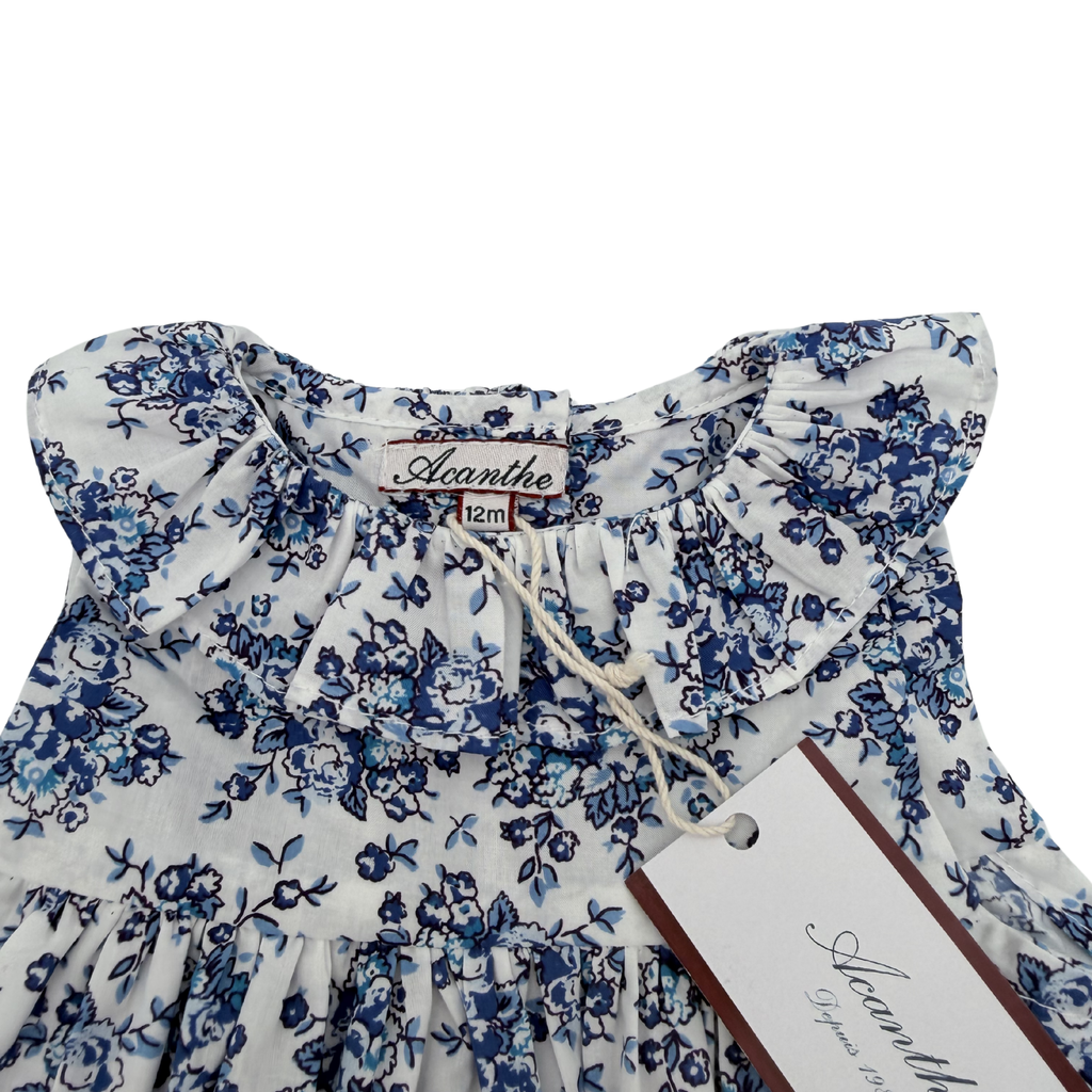 Robe fleurie bleue et blanche — 12 mois