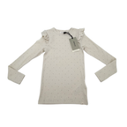 T-shirt manches longue écru côtelé à pois — 7-8 ans
