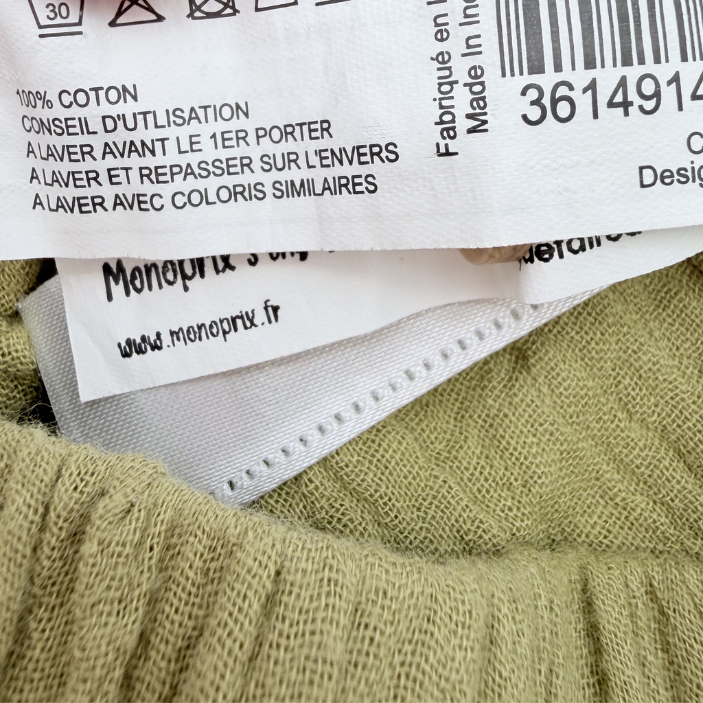 Pantalon en gaze de coton kaki – 6 mois
