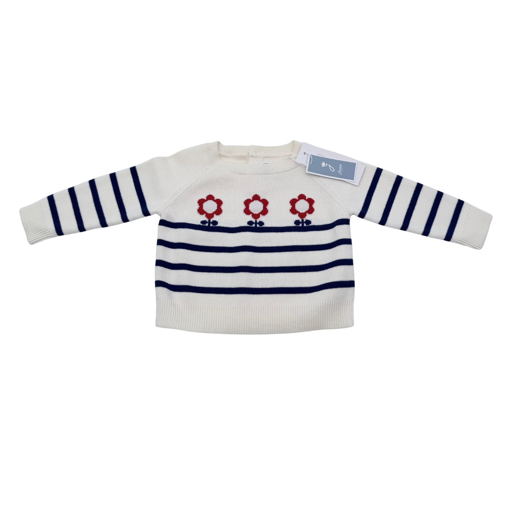 Pull marinière à fleurs – 6 mois