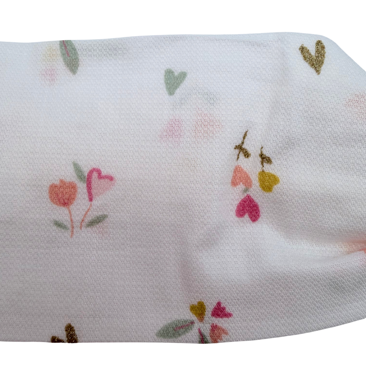 Bandeau blanc à imprimé fleuri et cœurs - taille unique