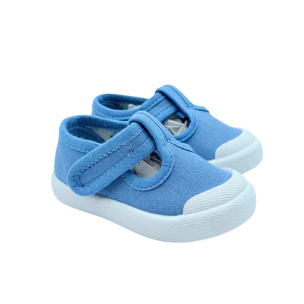 Chaussons bébé en toile bleu ciel - 18