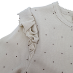 T-shirt manches longue écru côtelé à pois — 7-8 ans