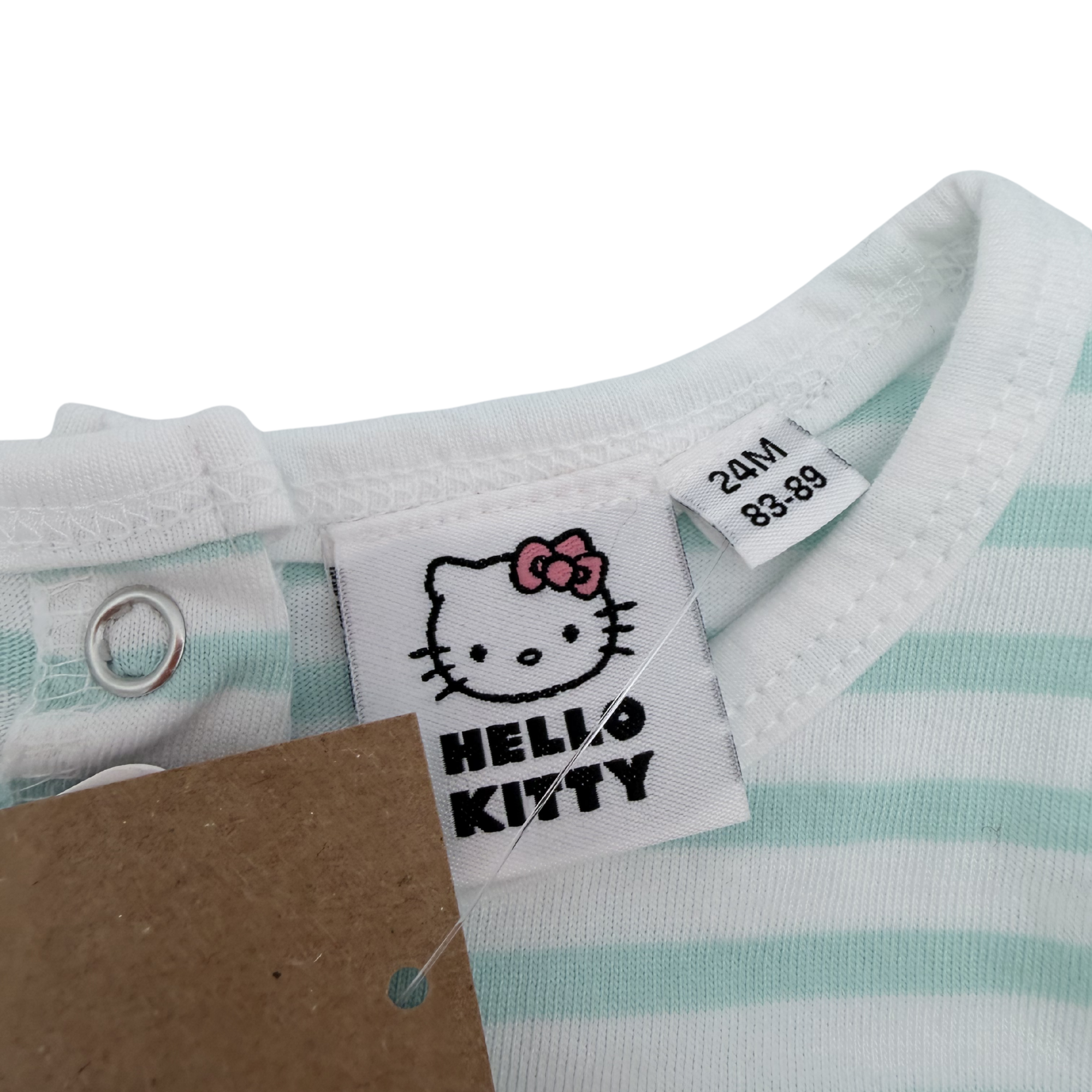 Combishort rayé vert d’eau Hello Kitty — 24 mois