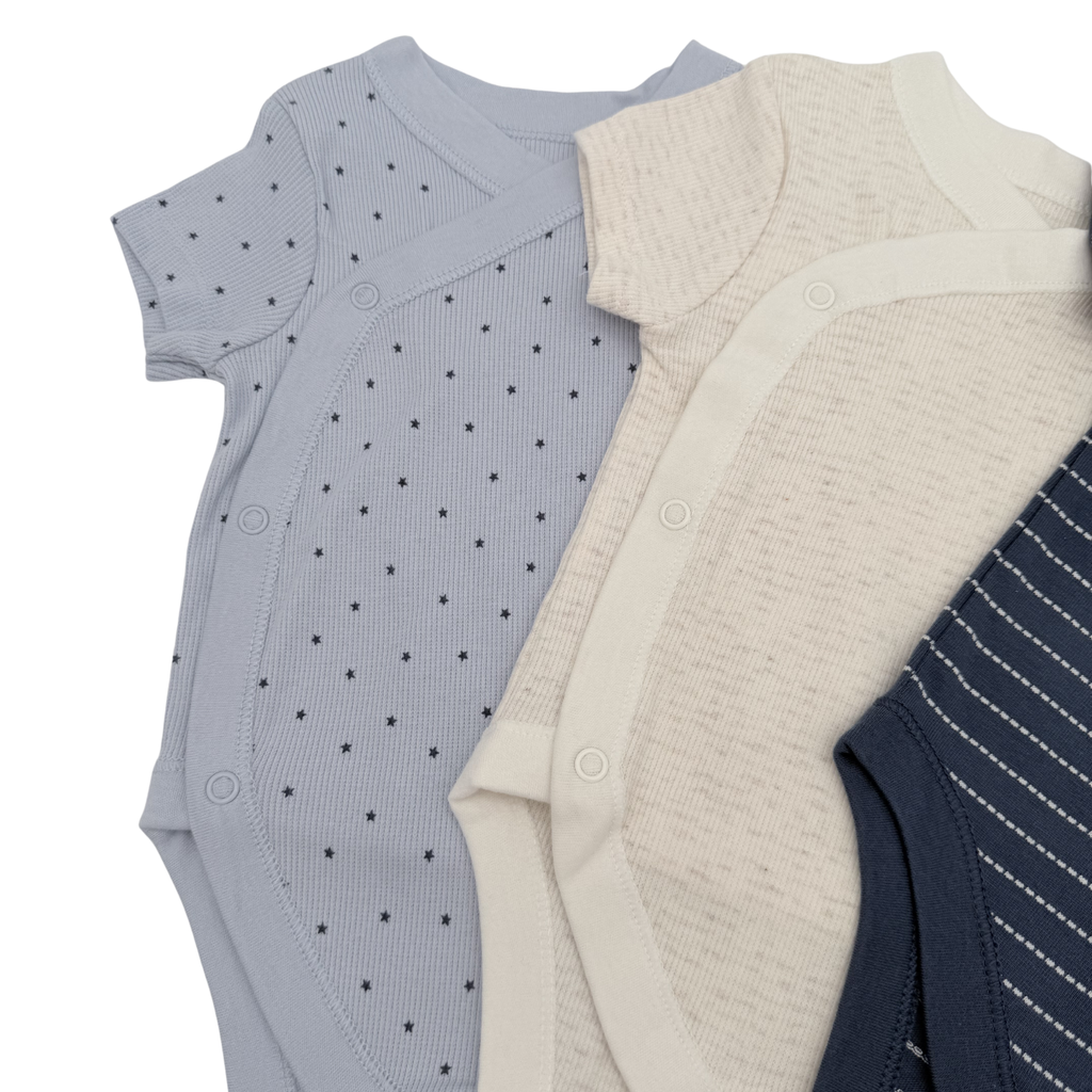 Lot de 5 bodies bébé tons naturels — 3-6 mois