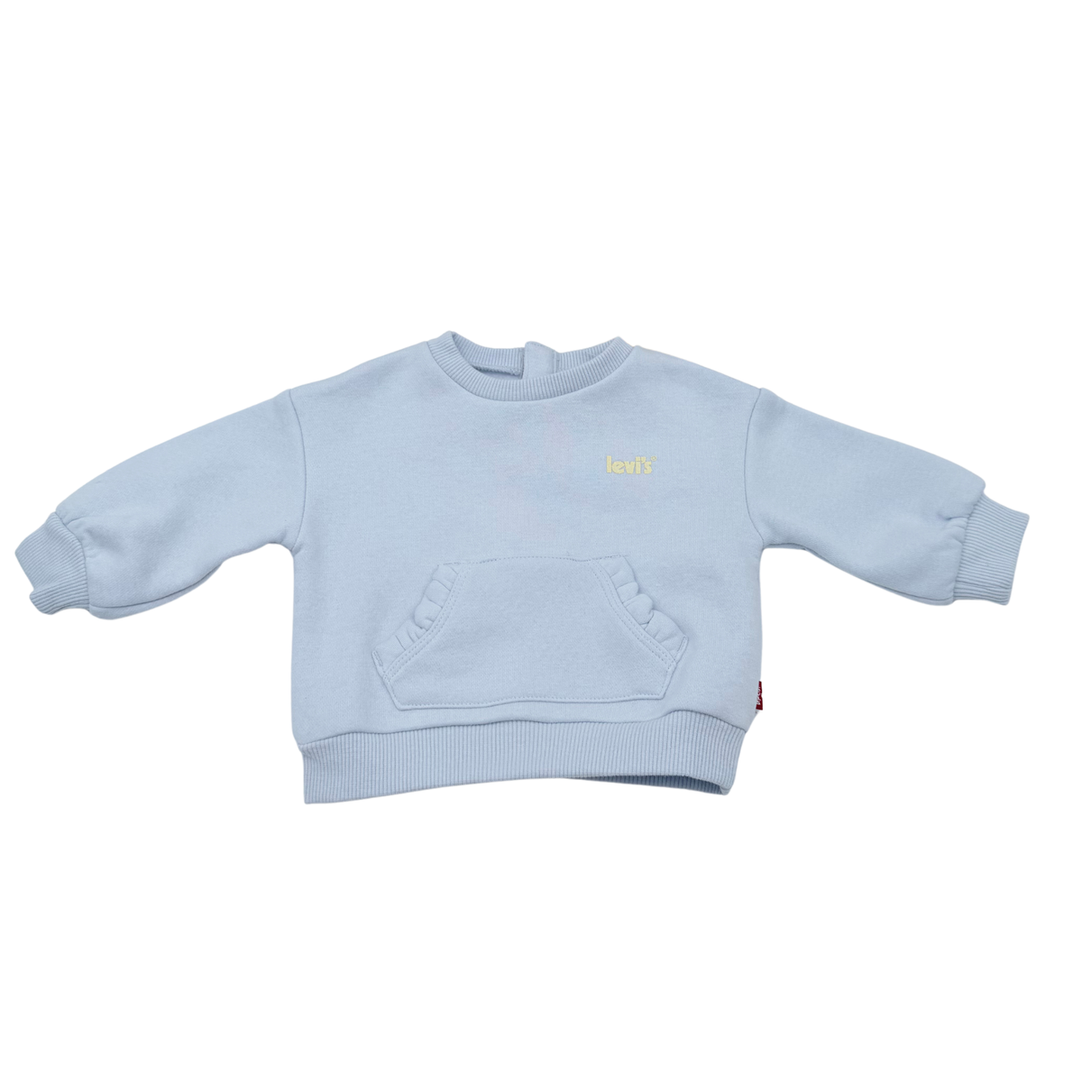 Sweat bleu clair avec poche volantée - 6 mois