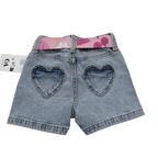 Short en jean avec ceinture fantaisie rose - 3 ans
