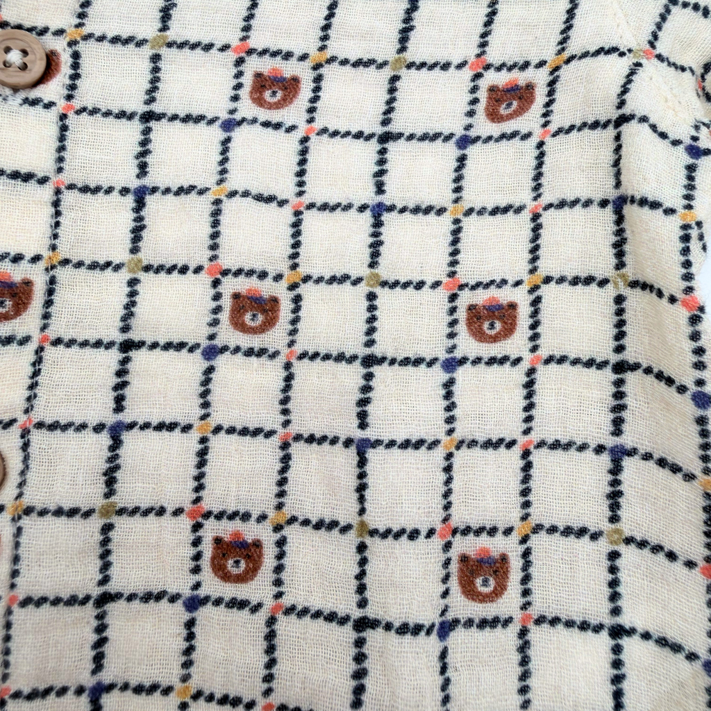 Chemise à carreaux et petits oursons - 9 mois