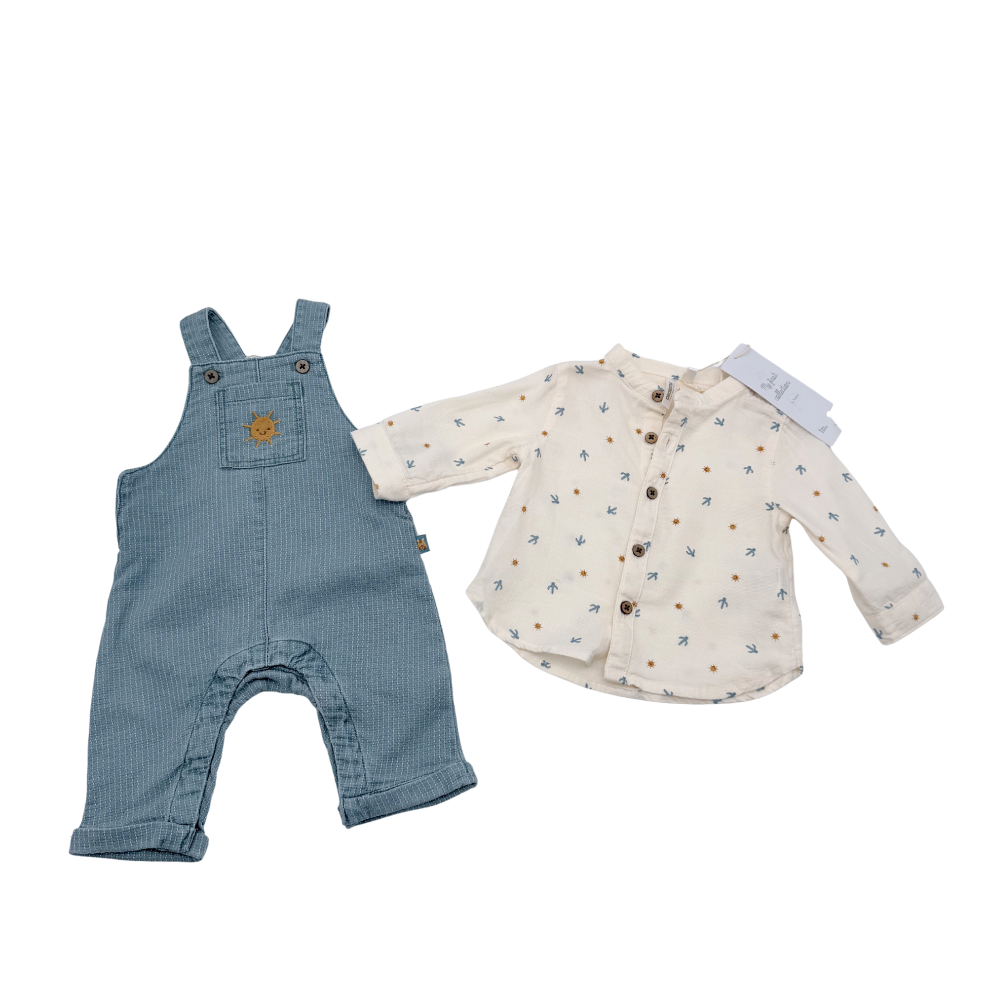 Ensemble salopette et chemise - 3 mois