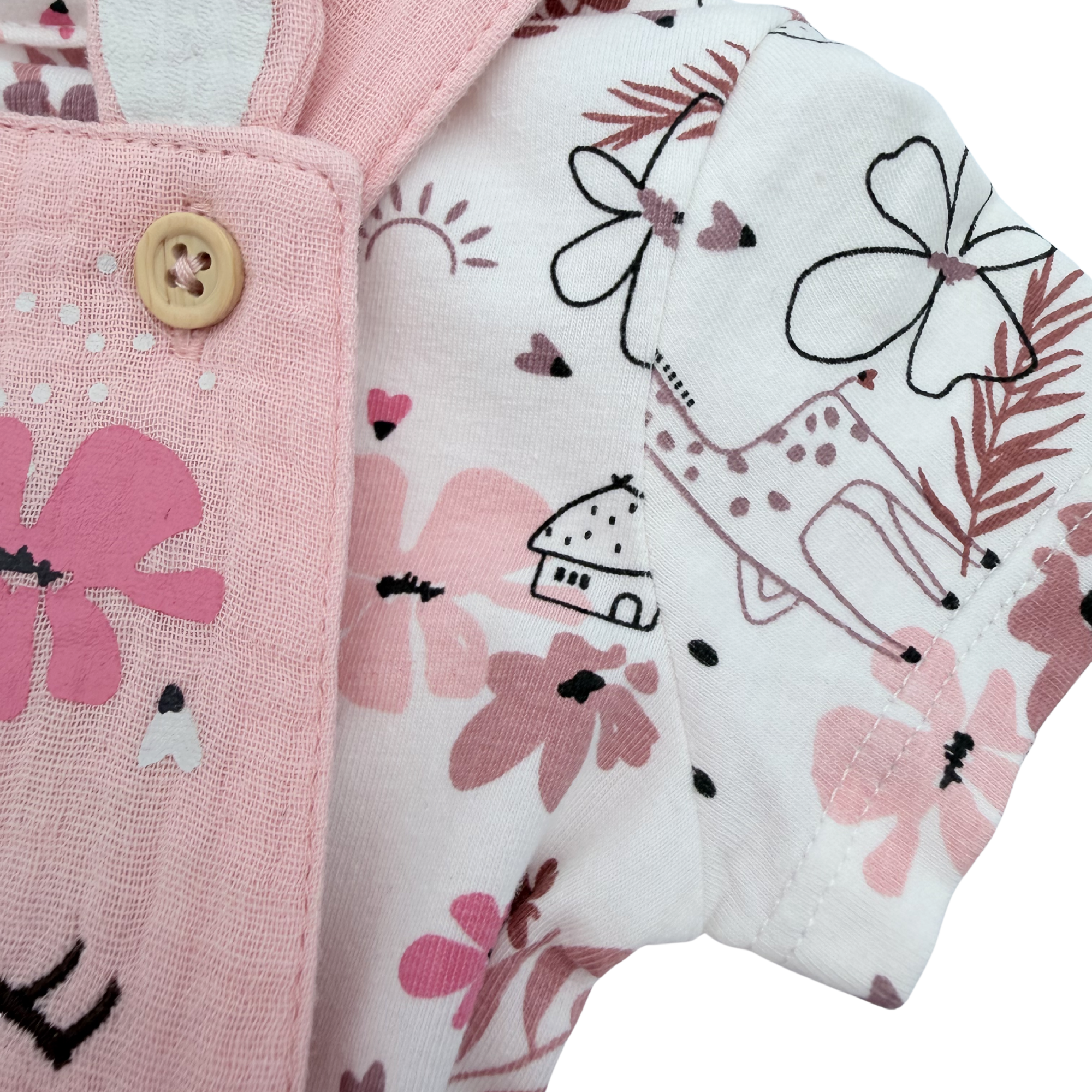 Ensemble salopette courte et t-shirt imprimé biche — 1 mois