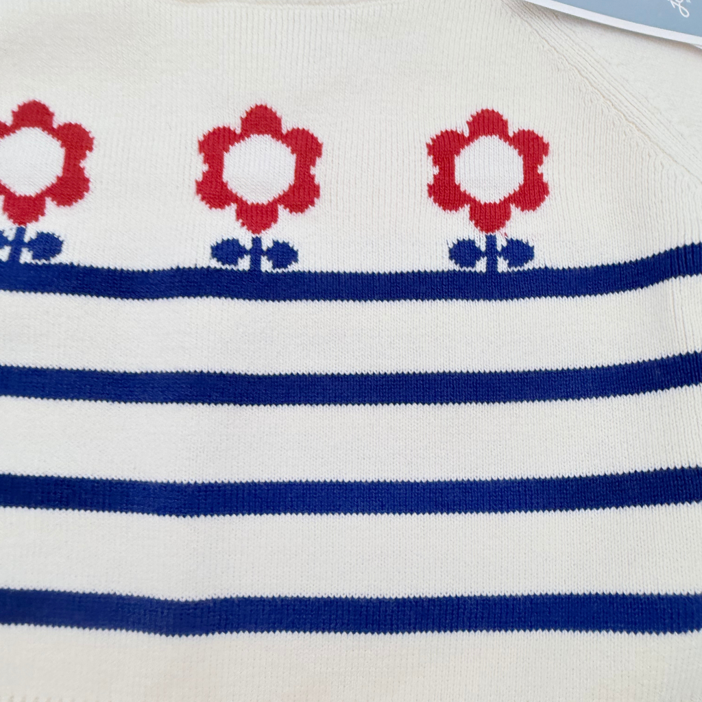 Pull marinière à fleurs – 6 mois