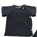 Ensemble maille côtelée anthracite bébé avec bonnet — 6 mois