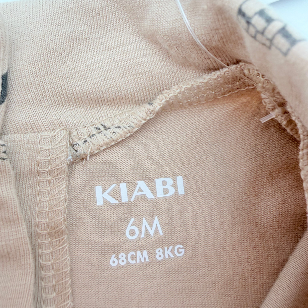 Sous-pull bébé beige imprimé lapins et jardin - 6 mois