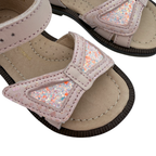 Sandales ouvertes rose poudré à nœud pailleté — 21