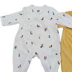 Lot de 2 pyjamas bébé en velours blanc et moutarde - 1 mois