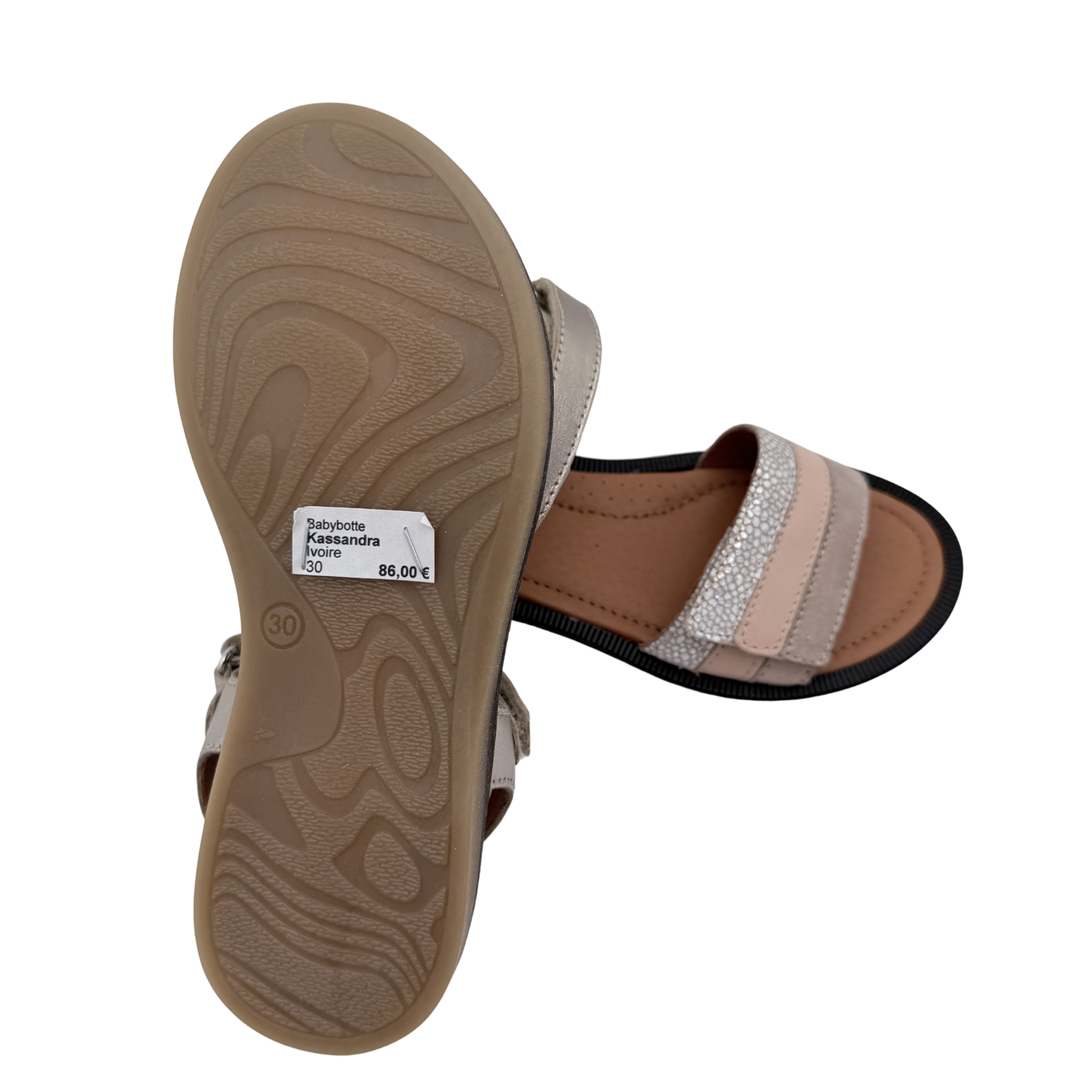 Sandales ouvertes rose poudré et champagne — 30