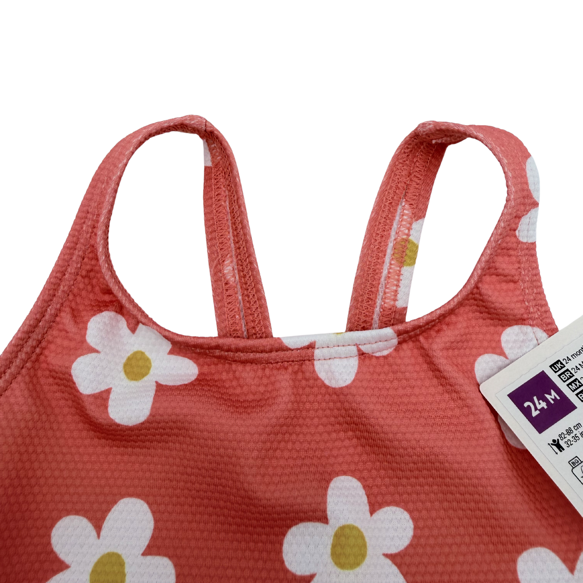 Maillot de bain corail imprimé fleurs — 24 mois