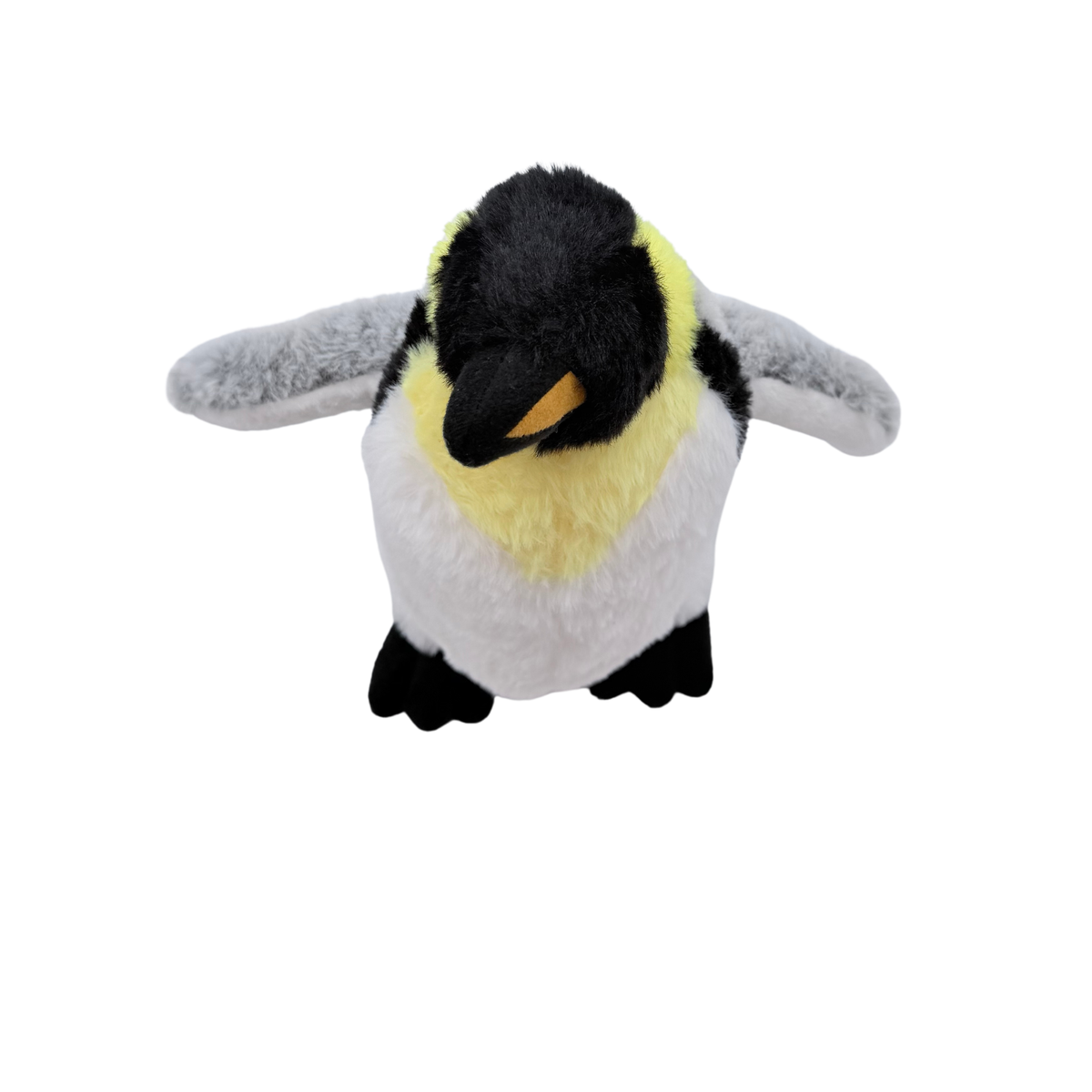 Peluche pingouin blanc noir et jaune - 28 cm