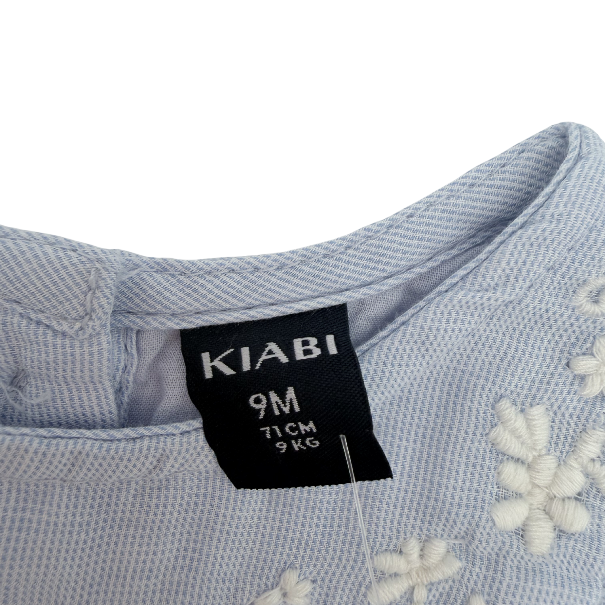 Robe bébé brodée bleu ciel — 9 mois