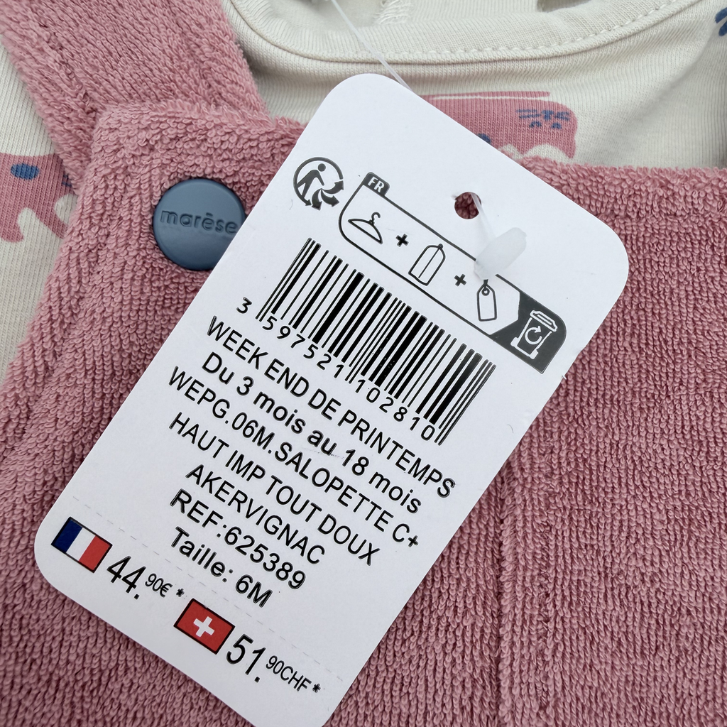 Ensemble salopette éponge terracotta et t-shirt imprimé — 6 mois