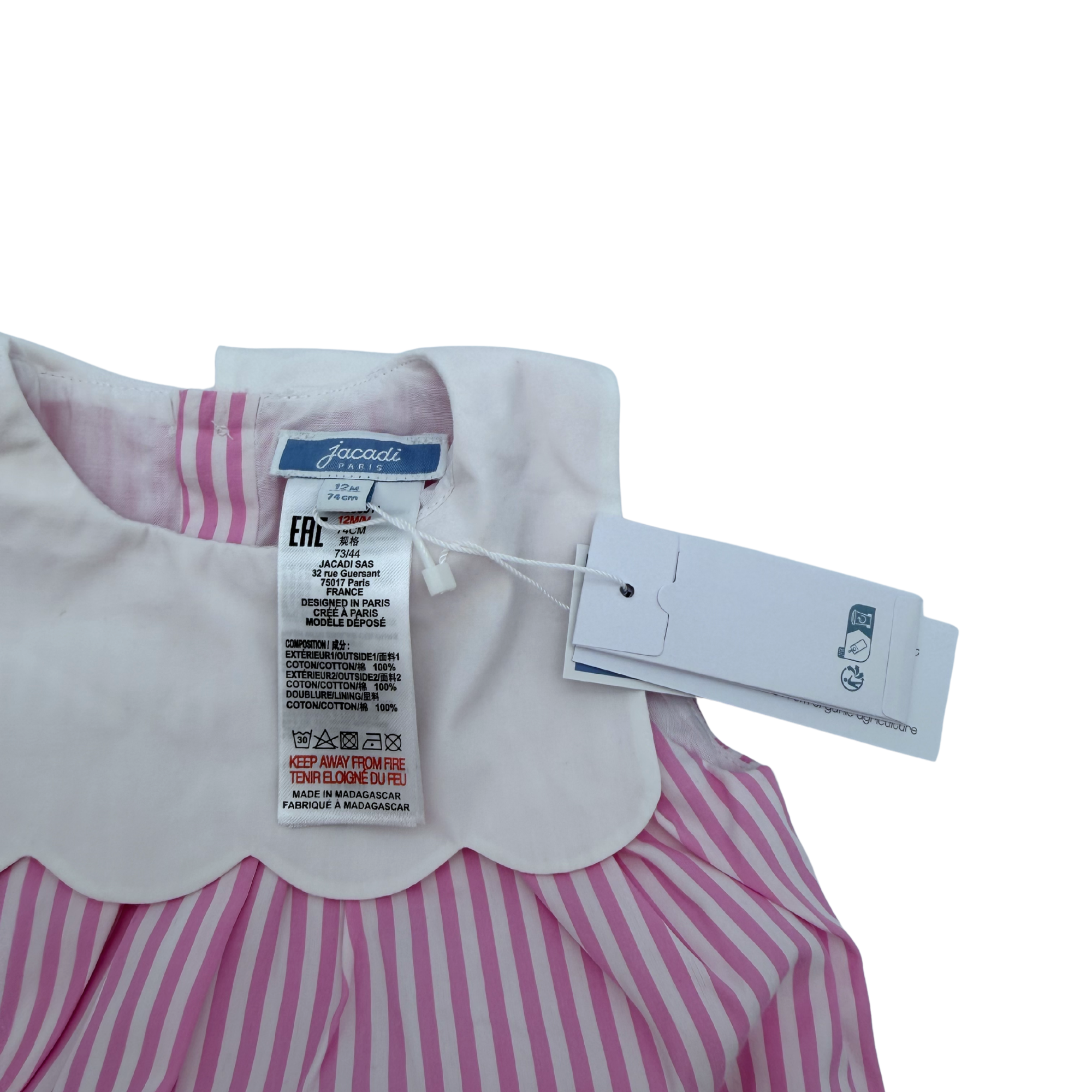 Barboteuse rose et blanche - 12 mois