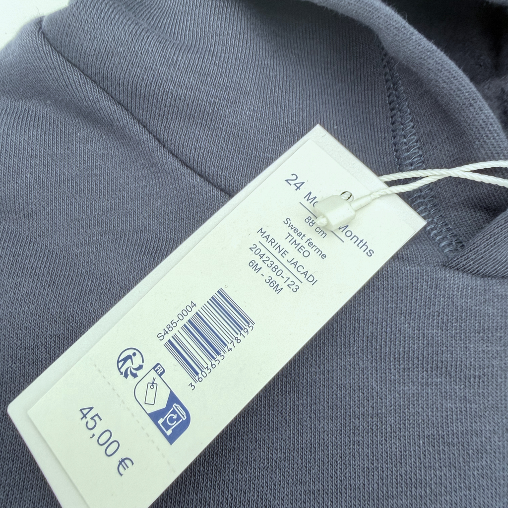 Sweat à capuche bleu marine — 24 mois