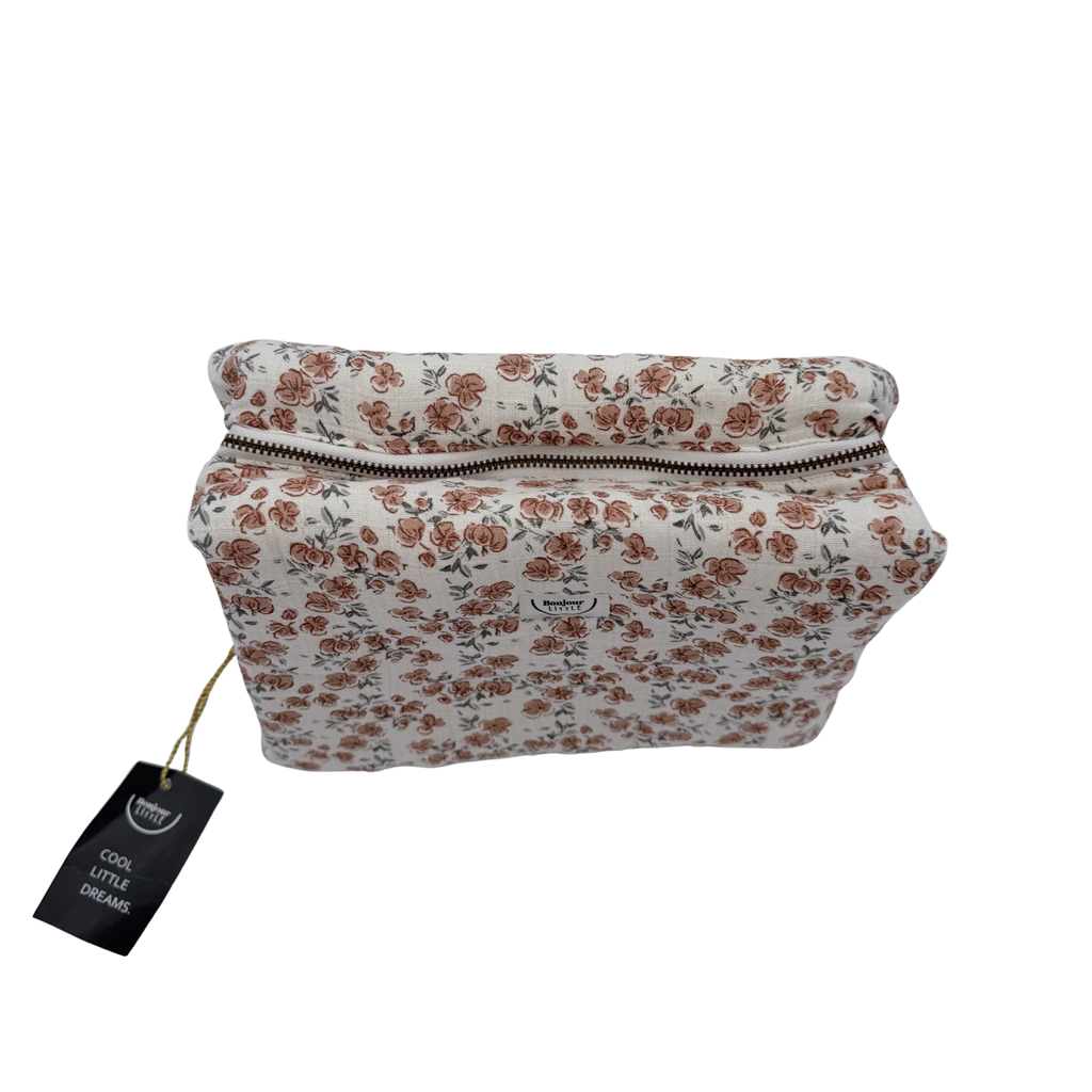 Trousse de toilette fleurie écru