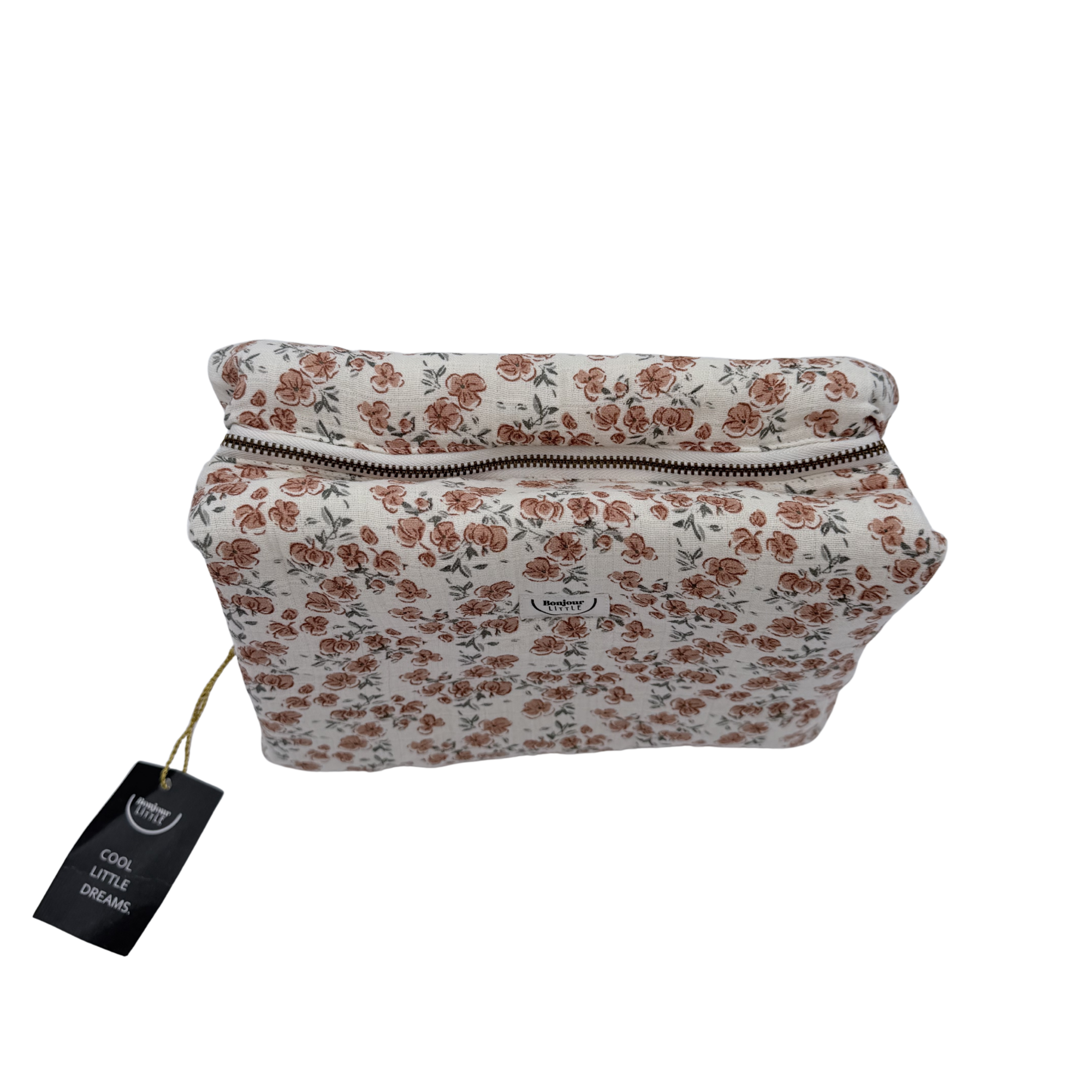 Trousse de toilette fleurie écru