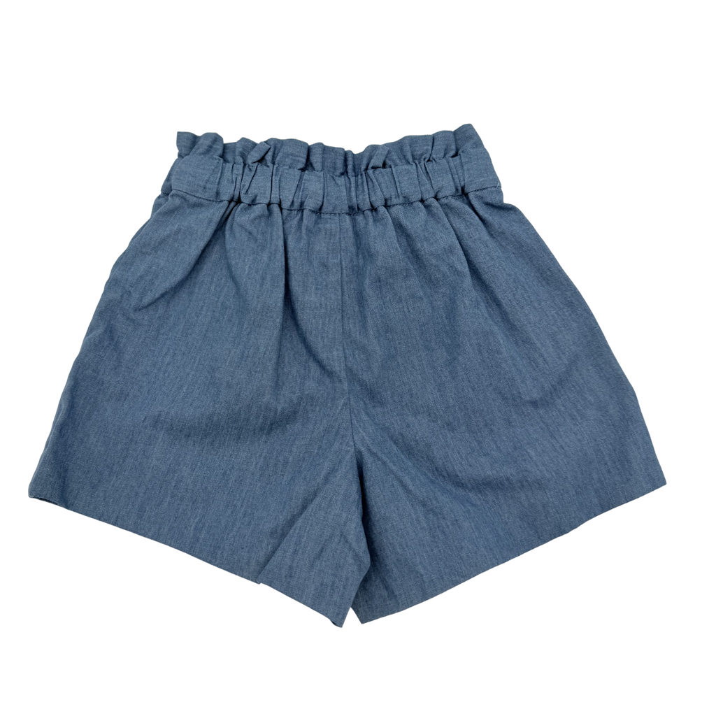 Short bleu effet denim à nœud — 24 mois