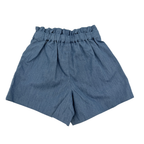 Short bleu effet denim à nœud — 24 mois