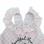 Maillot de bain rose à carreaux et volants — 36 mois