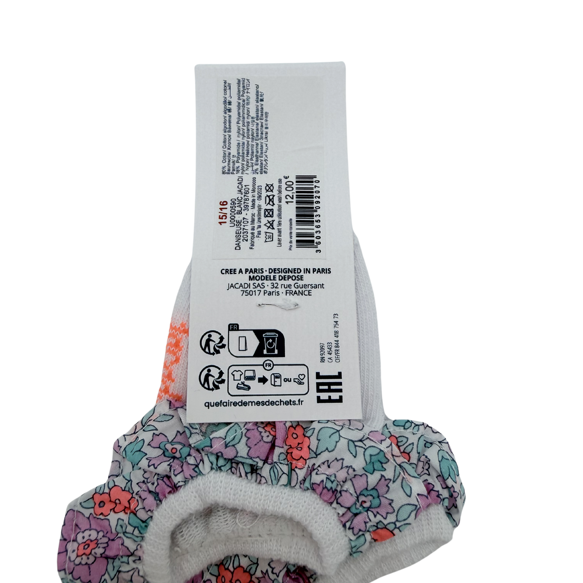 Chaussettes blanches à volants liberty — 15-16